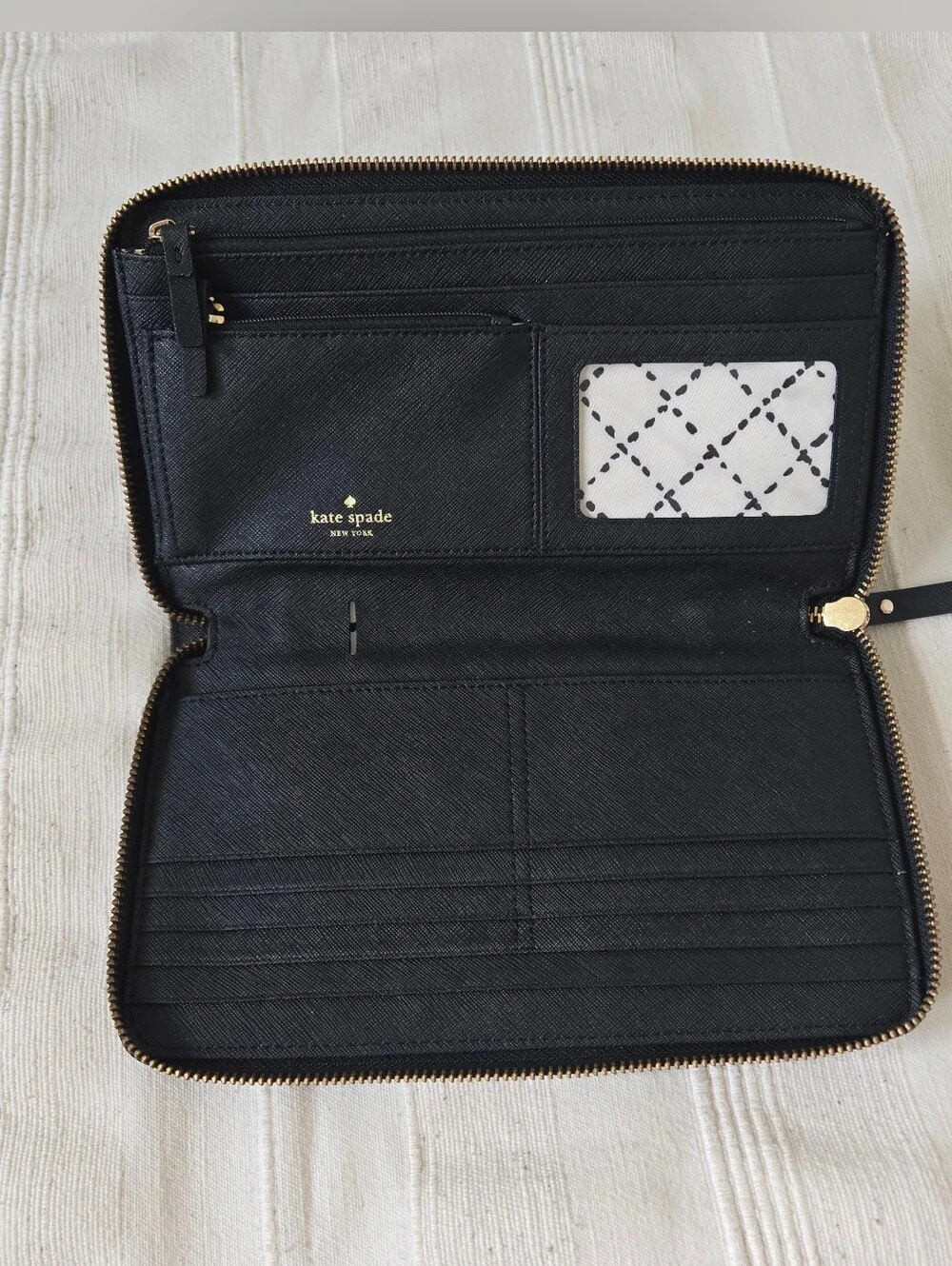Kate Spade Talla Laurel Large Travel Wallet Clutch‎ Zip Organazer Black Leather